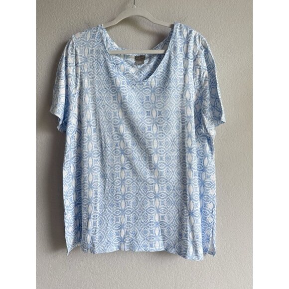 Chico’s Women’s Size 3 XL Geo Top Shirt Tee Short Sleeve V-Neck Cotton Modal - Picture 7 of 8